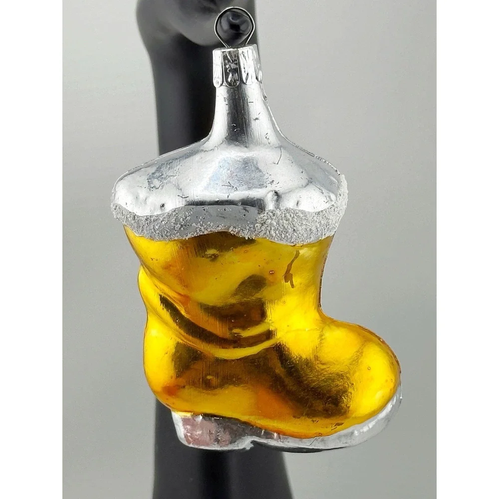 Vintage 1950's-60's Polish Hand Blown Glass Stocking Ornament. 4